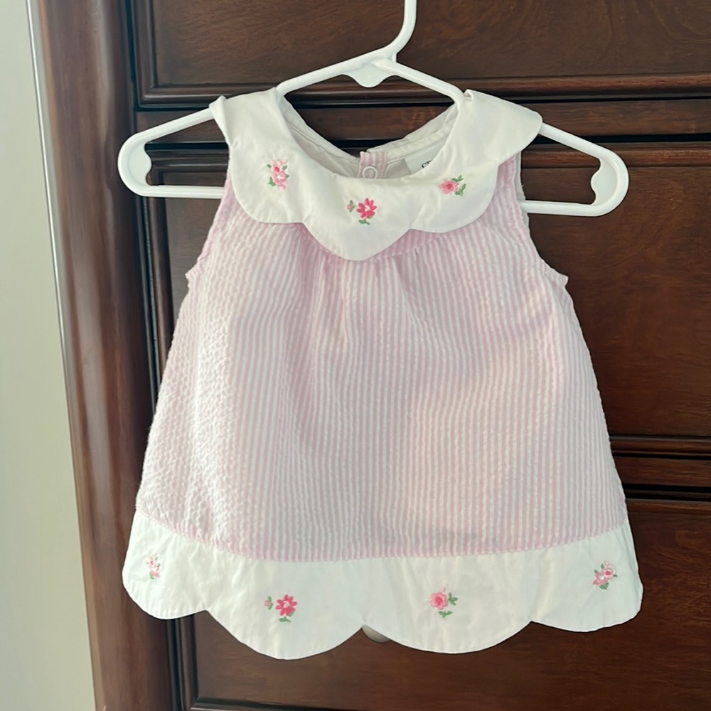 Crown and Ivy Baby Girl Seersucker Dress with Bloomers -6 months